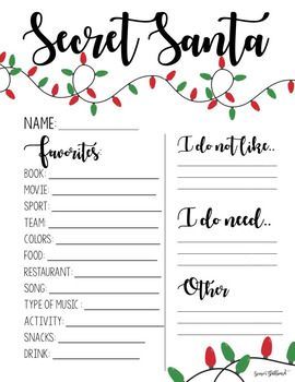 Secret Santa Wish List form Secret Santa Letter, Secret Santa Poems, Santas Letter, Secret Santa Form, Secret Santa List, 10 Secret Santa Gifts, Santa Questionnaire, Work Secret Santa, Secret Santa Questionnaire