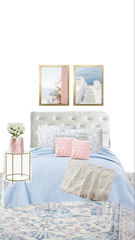 Blue Pink And Gold Bedroom, Blue Pink White And Gold Bedroom, Light Blue And Pink Bedroom, Pink And Blue Room Ideas, Pink And Blue Dorm, Blue And Pink Dorm Room, Pink And Blue Dorm Room, Pink And Blue Bedroom, Pink And Blue Room