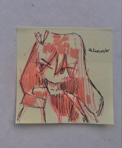 this was made on a post it note a while ago Sketchbook With Sticky Notes, Sketch On Sticky Note, Sketchbook Ideas Sticky Notes, Sketches On Sticky Notes, Post It Note Doodles Ideas, What To Draw On Sticky Notes, Post It Note Sketches, Post It Note Drawings Sketch, Sticky Note Sketchbook