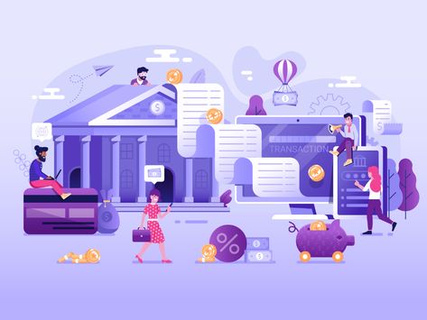 Online Banking Transaction Illustration by Alex Kruglenja on Dribbble Infinite Banking, Ui Illustration, Open Banking, Office People, Banking Industry, First Bank, Mobile Payments, Mobile Banking, Money Transfer