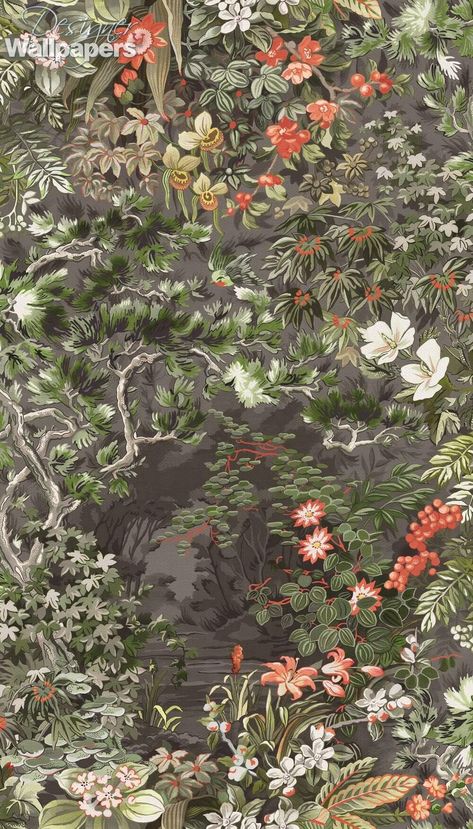 1930s Farm, Bedroom Wallpapers, Flock Wallpaper, Project Paper, Woodland Wallpaper, Riverside House, Charcoal Wallpaper, Cole And Son Wallpaper, Rockett St George