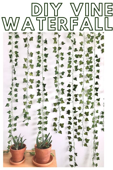 Ways To Style Fake Vines In Your Room, Ways To Hang Fake Vines In Room, Plastic Vines Room Decor, How To Arrange Fake Vines In Room, How To Hang Fake Vines, Vine Leaves Room Decor Aesthetic, Diy Drapes, What House, Flower Bedroom