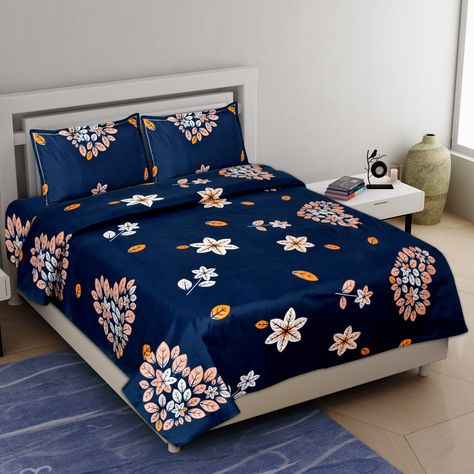 Urban Jaipur 160 TC Cotton Double Bed Sheet with 2 Pillow Covers - 90 x 100 inches, Navy Blue available on amazon store. Luxury Living Room Aesthetic, Living Room Aesthetic Apartment, Bedsheets Aesthetic, Bed Sheets Crafts, Bed Sheet Design, Bedsheets Designs, Printed Bedsheets, Living Room Aesthetic, Bed Cover Design