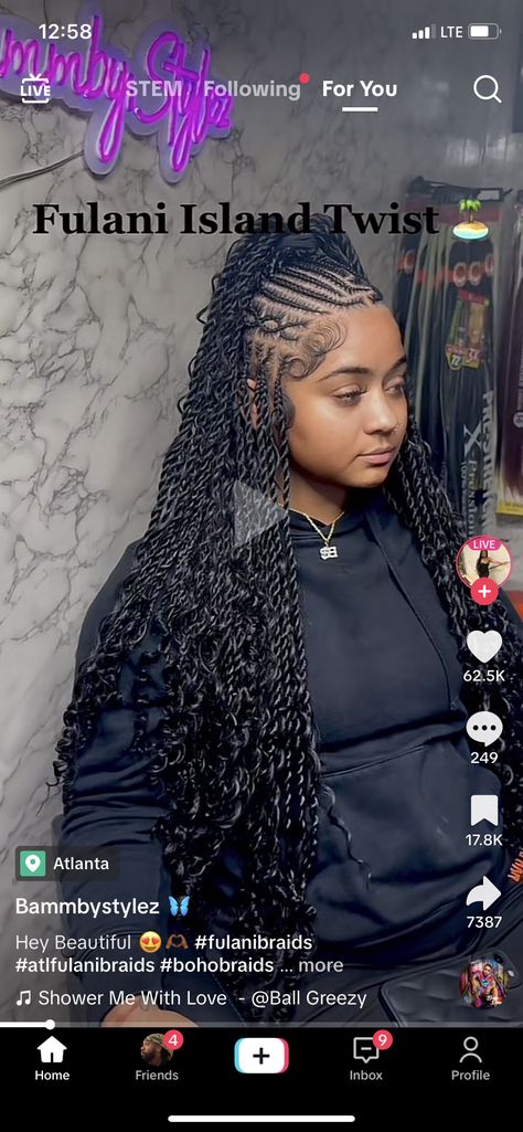 Fulani Braids With Twist, Braids With Twist, Island Twist, College Hairstyles, Boho Twists, Braided Cornrow Hairstyles, Braids Hairstyles Pictures, Body Smells, Fulani Braids