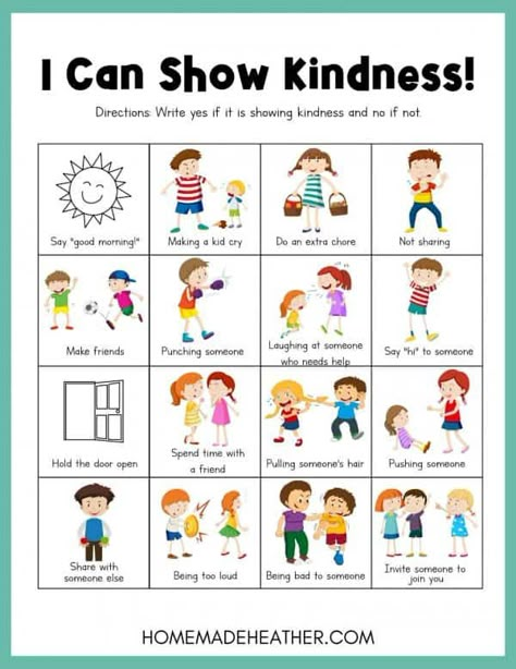 Kindness Chart Preschool, Preschool Friendship Theme Free Printables, Acts Of Kindness Crafts For Preschool, Manners Worksheet Preschool, Kindness Bingo Printable, Acts Of Kindness Preschool Activities, Kindness Lesson Plans Preschool, Moral Activities For Preschoolers, Kindness Curriculum Preschool