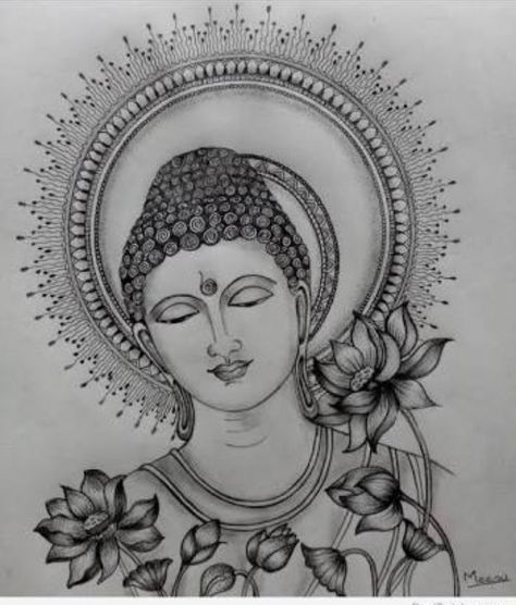 Peace Buddha, Art Drawing Pencil, Buddha Drawing, Drawing Mandala, Buddha Art Drawing, Buddha Art Painting, Geometric Pattern Art, Buddha Painting, Mandala Art Lesson