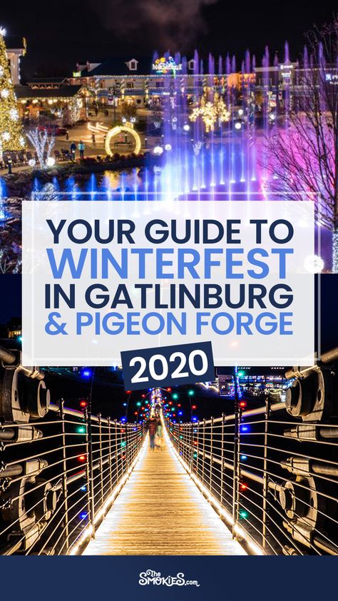 It's almost time for Winterfest in the Smoky Mountains! Are you planning to be in Gatlinburg or Pigeon Forge this winter? The Smokies come to life with millions of lights during the Christmas season. There's so many things to do in Gatlinburg TN including seeing Christmas lights, the Festival of Trees celebration and the Smoky Mountain Christmas event at Dollywood and Enchanted Winter at Anakeesta. Don't miss the Gatlinburg & Pigeon Forge Winterfest event this year in Tennessee! Pigeon Forge Tennessee Winter, Gatlinburg At Christmas, Gatlinburg Tennessee Christmas, Dollywood Christmas, Gatlinburg Christmas, Gatlinburg Tennessee Cabins, Christmas Trips, Tennessee Restaurants, Things To Do In Gatlinburg