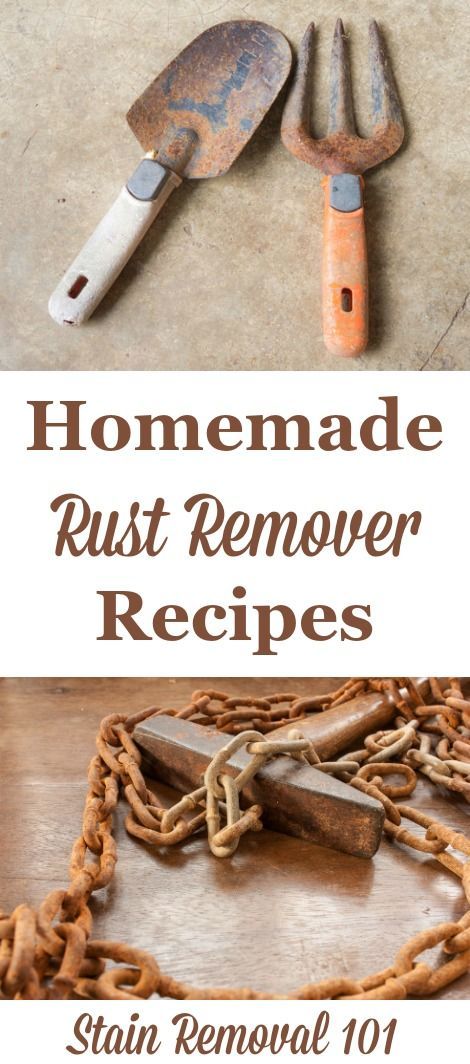 Several natural homemade rust remover recipes, for both kitchen utensils, such as knives and cutlery, to larger objects such as tools and more. {on Stain Removal 101} Natural Rust Remover, Clean Rusted Tools, Rust Removal From Tools, How To Remove Rust From Chrome, Clean Rusty Tools Removing Rust, Rust Dyeing, Homemade Scrubs, Diy Cleaner, Removing Rust