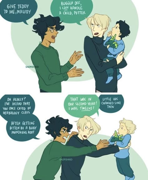 Eve: hahahaha. And Malloy, nothing has changed except for a few things. Harry: yeah, like you getting married. I can't believe that. Eve: believe it twerp. Citate Harry Potter, Teddy Lupin, Harry X Draco, Drarry Fanart, Harry Draco, Baby Sitting, Gay Harry Potter, Harry Potter Fanart, Images Harry Potter