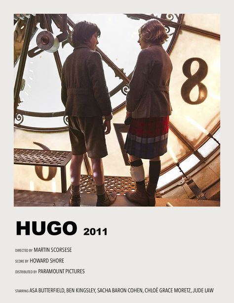 Hugo Poster, Hugo Cabret, Howard Shore, Ben Kingsley, Sacha Baron Cohen, Asa Butterfield, Minimalist Movie Poster, Jude Law, Chloe Grace Moretz