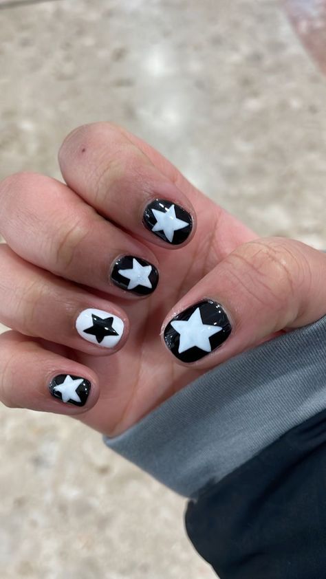 Black Nail Designs Men, Emo Nails Short, Masc Nails Ideas, Short Emo Nails, Male Nail Art Designs, Masc Nails Designs, Masculine Nail Designs, Male Nails, Star Nail Designs