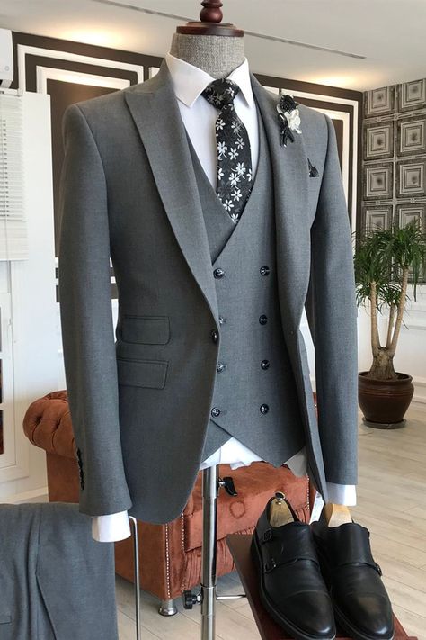 Three Piece Suit Mens, Best Wedding Suits For Men, Wedding Suits Men Grey, 3 Piece Suit Men, Grey Mens Suit, Grey 3 Piece Suit, Suit For Men Wedding, Formal Suits Men, Best Wedding Suits