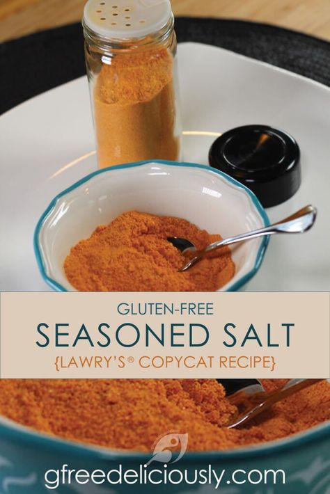 Just about everyone knows about Lawry’s Seasoned Salt®, the famed seasoning blend with countless possibilities. Here’s how to blend a Gluten-Free Seasoned Salt from scratch at a fraction of the price, using only a few simple ingredients! Lawrys Seasoning Salt Recipe, Fodmap Sauces, Seasoning Salt Recipe, Gluten Free Chex, Salt Free Recipes, Salt Free Seasoning, Canned Food Storage, Seasoning Salt, Homemade Gluten Free