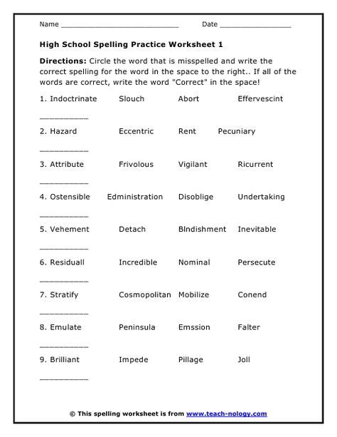 spelling worksheet Grammar Worksheets High School, Spelling Worksheets Kindergarten, Worksheets For High School, Worksheets High School, Spelling Practice Worksheets, Worksheets For Middle School, High School English Lesson Plans, High School English Lessons, Teacher Checklist