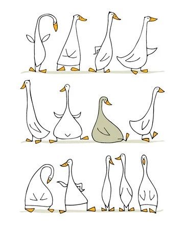 Goose Drawing, Ducks And Geese, Funny Goose, Duck Illustration, Duck Drawing, Animal Doodles, Doodle Drawings, Line Art Drawings, Cute Doodles