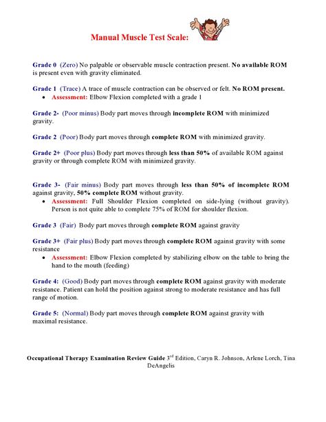 Manual Muscle Test  Occupational Therapy Examination Review Guide 3rd Edition, Caryn R. Johnson, Arlene Lorch,  Tina DeAngelis Manual Muscle Testing Occupational Therapy, Nbcot Exam Prep, Nbcot Exam, Manual Muscle Testing, Occupational Therapy Schools, Geriatric Occupational Therapy, Physical Therapy Assistant, Muscle Testing, Occupational Therapy Assistant