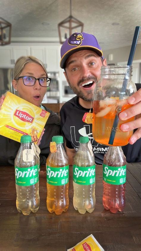 279K views · 13K reactions | Crazy Sprite Tea Hack | tea | You absolutely have to try this! 🤯😧 | By Team Balmert | Supposedly this is the best way to brew tea using Sprite. This video has 17 million views. So apparently he's doing something right. But wait wait wait. I also got us some flavored teas. Ooh. I got strawberry mango, peach honey, and and I went with the green tea. Okay so the first step is you gotta brew your tea. Oh. So the guy doing this he put two packs in every Sprite bottle. So Sprite Sprite Sprite that's a fancy way of saying you know that. The P is actually pronounced. It's S H just Sprite. Anyways he used he used two tea pads. Tea pads. What the what's happening? Me breaking his teeth. Tea bags. Tea bags. I don't I get it. I don't get it. Push this guy down the hole. Sprite And Tea, Sprite Tea, Team Balmert, Sprite Bottle, Flavored Teas, Peach Honey, Brew Tea, Flavored Tea, I Get It