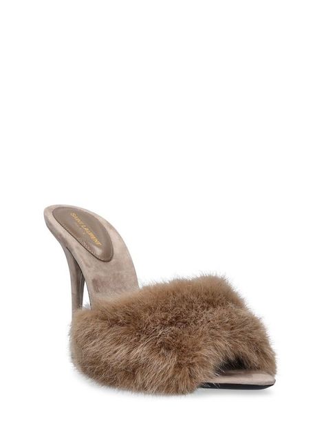 Find SAINT LAURENT 105mm La 16 Faux Fur Mule Sandals on Editorialist. 105mm Heel. Faux fur upper. Slip-on Brown Sandals Heels, Fur Mules, Fur Heels, High Heel Mules, Heeled Mules Sandals, Sandal Heels, Mule Sandals, Cute Everyday Outfits, Leather Mules