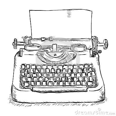 Typewritter Drawing, Typewriter Aesthetic Drawing, Type Writer Drawing, Typewriter Sketch, Typewriter Clipart, Yearly Journal, Typewriter Tattoo, John Boy, Retro Typewriter