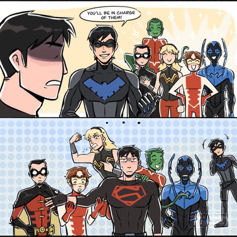 Superboy Design, Young Justice Invasion, Justice League Funny, Bart Allen, Young Justice League, Superman X Batman, Robin Comics, Batfamily Funny, Superhero Memes