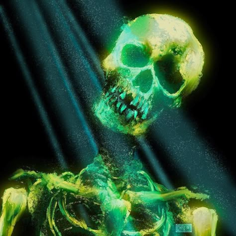 Neon Skeleton, Green Pfp, Playlist Covers, Pics Art, Phone Themes, Funky Art, Green Aesthetic, Horror Art, Dark Art