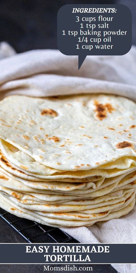 Easy Tortilla Recipe, Homemade Tortilla Recipe, Homemade Tortilla, Homemade Flour Tortillas, Tortilla Recipe, Mexican Foods, Homemade Tortillas, Easy Bread Recipes, Chapati