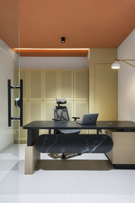 E-Synergy Offices - Kozhikode Md Cabin, Office Counter Design, Office Cabin Design, Small Office Design Interior, Office Design Interior, Cabin Office, Office Cabin, Office Ceiling, Small Office Design