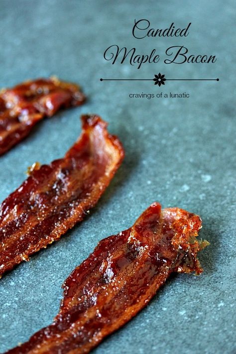 Candied Maple Bacon | So easy to make, this candied bacon is maple flavoured. Sweet, and salty, it's sheer perfection. Jerky Recipes, Bbq Bacon, Candied Bacon, Maple Bacon, Bacon Recipes, Appetizer Snacks, Pork Recipes, Brunch Recipes, Jerky