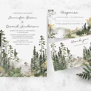 Forest Mountain Wedding Invitation Suite Autumn Fall Boho | Etsy Boho Mountain Wedding, Forest Wedding Invitation, Mountain Wedding Invitation, Woodland Wedding Invitations, Forest Wedding Invitations, Boho Mountain, Mountain Wedding Invitations, Bohemian Wedding Invitations, Wedding Invitation Kits