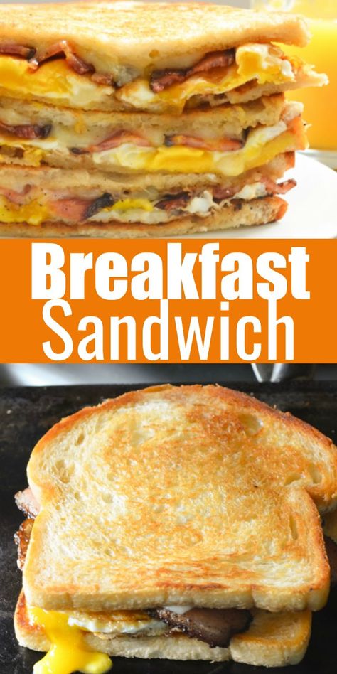 Bacon and Egg Grilled Cheese Breakfast Sandwich is a favorite grab and go breakfast recipe from Serena Bakes Simply From Scratch. Egg Grilled Cheese Sandwich, Bacon And Egg Sandwich, Grill Breakfast, Breakfast Bacon, Egg Grill, Breakfast Sandwich Recipes, Bacon Sandwich, Cheese Breakfast, Bacon On The Grill