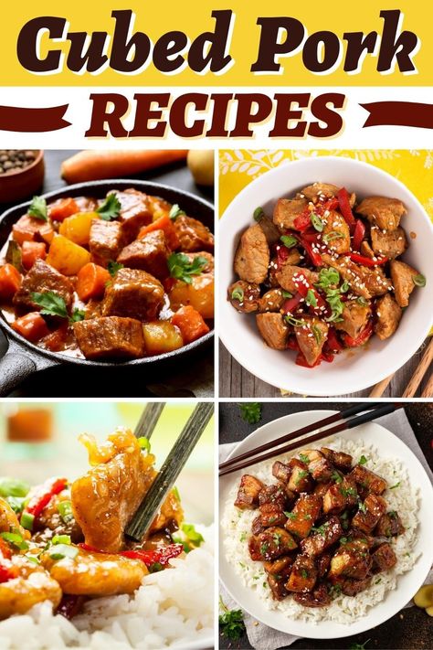 These cubed pork recipes make for easy and delicious meals. From stir-fry to stew to chili, cubed pork is a welcome addition to these dishes. Cubed Pork Shoulder Recipes, Slow Cooker Pork Cubes, Cubed Pork Recipes Slow Cooker, Recipes With Pork Stew Meat, Cubed Pork Chop Recipes, Pork Cubed Steak Recipes, Cubed Pork Steak Recipes, Pork Cubes Recipes, Pork Chunks Recipes Easy