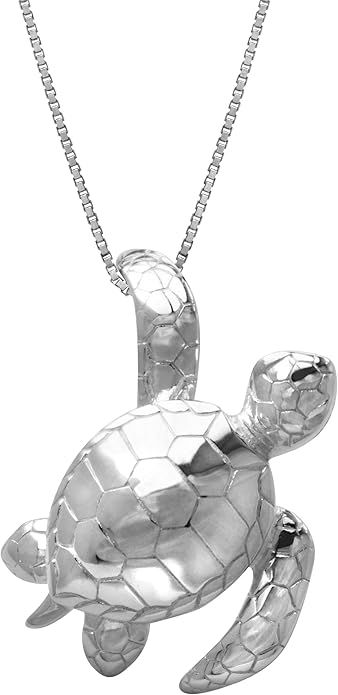 Amazon.com: Honolulu Jewelry Company Sterling Silver Turtle Honu Ocean Sea Life Necklace Pendant with 18" Box Chain : Clothing, Shoes & Jewelry Sea Life Necklace, Sea Turtle Jewelry, Ocean Tropical, Turtle Jewelry, Turtle Necklace, Turtle Pendant, Sterling Necklaces, Cz Necklace, 925 Sterling Silver Chain