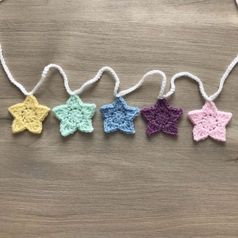 Pastel Shades Crochet Star Bunting | LJH Jewellery Office Crochet Decor, Crotching Ideas, Star Bunting, Decorate A Room, Crochet Wall Art, Crochet Bunting, Crochet Star, Say Please, Crochet Stars