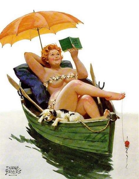 Hilda Pinup, Duane Bryers, 1950s Pinup, Pin Up Girl Vintage, Gil Elvgren, People Reading, Pinup Art, Girl Vintage, Vintage Pin Up