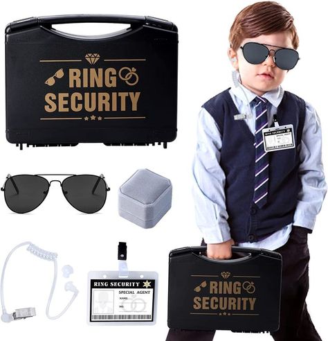 Keymall Ring Bearer Wedding Ring Security Box Include Special Agent ID Card Shades Ring Box For Kids Ring Bearer Proposal Gift (Set A) Ring Bearer Briefcase, Ring Barrer, Ring Bearer Invitation, Ring Security Wedding, Ring Bearer Security, Ring Bearer Proposal, Kids Ring, Pretend Play Costumes, Groomsmen Proposal Gifts