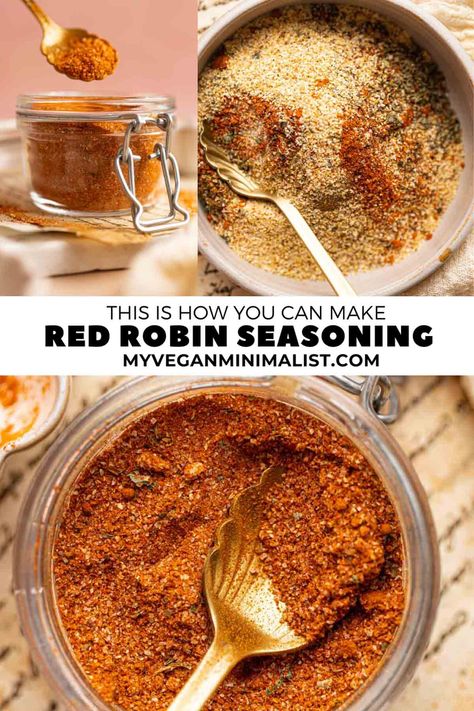 Homemade Red Robin Seasoning - The Best Copycat Recipe Red Robin Fry Seasoning, Red Robin Seasoning Recipe, Red Robin Burgers, Red Robin Seasoning, Quick Vegan Desserts, Red Spice, Vegan Junk Food, Burger Seasoning, Spice Mix Recipes