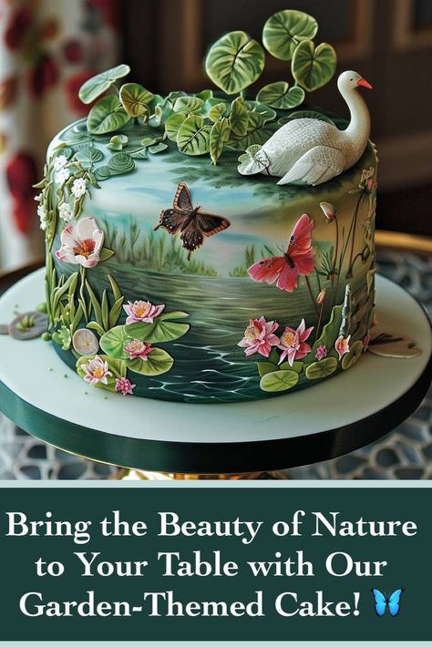 Botanical Garden Cake: A Slice of Nature for Any Special Occasion Nature Inspired Birthday Cake, Fairy Forest Cake Enchanted Garden, Fondant Garden Cake, Butterfly Garden Cake, Butterfly And Flower Cake Design, Garden Birthday Cake, Garden Cake, Garden Cakes, Garden Birthday