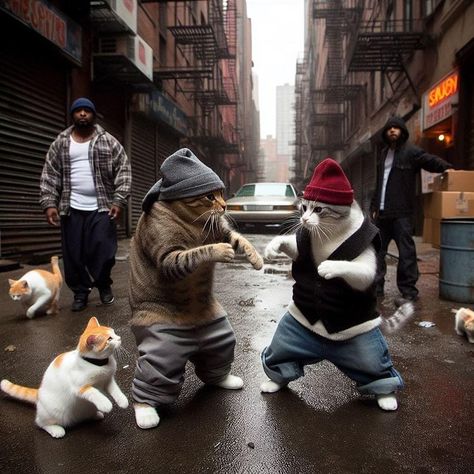 Cats Join Street Gangs in These Funny AI-Generated Images Vintage Humor Retro Funny, Gangster Cat, Cat Gang, Cat Calendar, 2013 Swag Era, Raining Cats And Dogs, Retro Humor, Gone Wrong, Cat Costumes