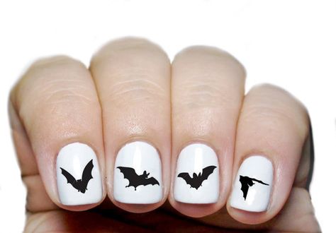 Spooky Bats Nail Decals - 24 Ct Waterslide Halloween Nail Decals Nail Bat, White Bats, Halloween Nail Decals, Nails With White, Bat Nails, Bat Costume, Creepy Stuff, Halloween Nail, Art Halloween