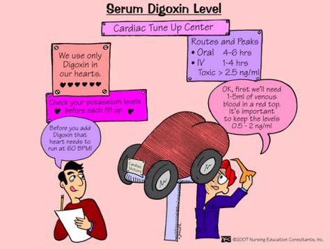 Serum digoxin level Digoxin Nursing, Nclex Pharmacology, Digoxin Toxicity, Cardiovascular Nursing, Pharmacology Mnemonics, Telemetry Nursing, Nursing Labs, Nursing Study Tips, Nurse Things