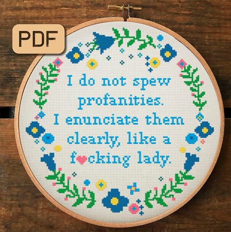 Funny Cross Stitch, Funny Embroidery, Xstitch Patterns, Funny Cross Stitch Patterns, Subversive Cross Stitch, Hand Embroidery Projects, Cross Stitch Funny, Embroidery Hoop Art, Cross Stitching