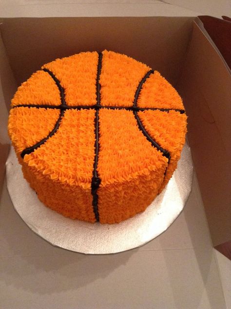 Buttercream Basketball Cake Basketball Birthday Cake, Basketball Cake, Basketball Birthday Parties, Sport Cakes, Basketball Party, Basketball Birthday, A Basketball, Cakes For Boys, Cake Decorating Techniques