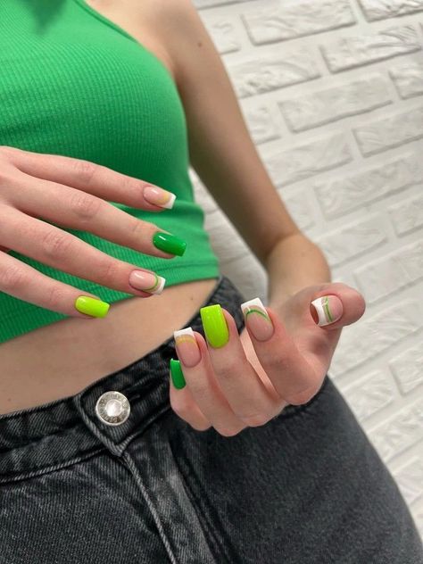 Summer Nails Trendy | Summer Nails 2023 Ferxxo Nails Ideas, Square Nail Designs Green, Ferxxo Nails, Multicolored Nails, Hippie Nails, Nail Repair, Shellac Nails, Nails 2023, Elegant Nails