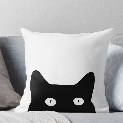 Black Cat Pillow, Austin House, Fun Throw Pillows, Felt Pillow, European Pillows, Cat Throw Pillow, Cat Cushion, Towel Crafts, Cat Quilt