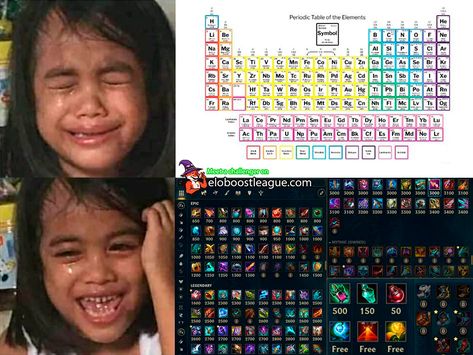 I don't need chemistry when I can learn all the items combinations #eloboostleague #Leagueoflegends #lolitems #leagueoflegendsitems #leagueoflegendsmemes #riotgames #riotlol League Of Legends Items, League Of Legends Meme, League Of Legends Elo, League Of Legends Boards, Liga Legend, Legend Stories, Periodic Table Of The Elements, League Of Legends Memes, Dead Memes