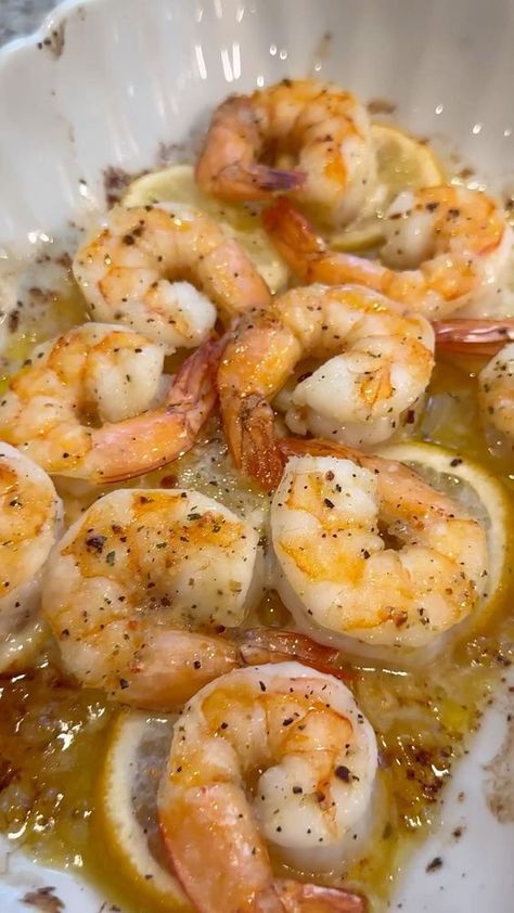 This easy baked Italian shrimp is made wish shrimp, butter, fresh lemon and dry Italian seasoning for a delicious appetizer or main dish.  #shrimp #shrimprecipe #seafood Shrimp Butter, Italian Shrimp, Summer Shrimp Recipes, Baked Shrimp Recipes, Seafood Dish Recipes, Shrimp Recipes For Dinner, Easy Seafood, Shrimp Recipes Easy, Easy Seafood Recipes