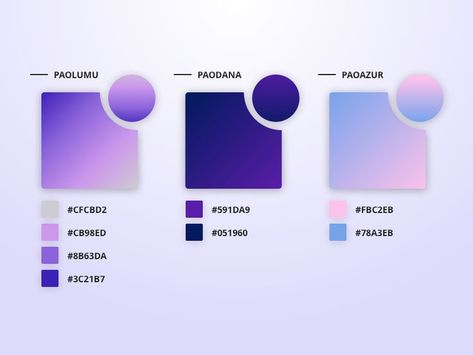 Color Purple Palette, Purple Gradient Color Palette, Gradient Design Graphics, Color Gradient Palette, Gradient Color Palette, Blue Purple Gradient, Desain Ux, Flat Color Palette, Ui Color