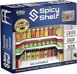 Spicy Shelf 3.0 - Expandable 2 Tiered Spice Rack Organizer for Cabinet & Pantry - Kitchen Seasoning Organizer - Cabinet Spice Racks for Inside Cabinets (Spicy Shelf Premium) Tiered Spice Rack, Seasoning Organizer, Cabinet Spice Rack, Cabinet Pantry, Organizer Cabinet, Kitchen Seasoning, Spice Shelf, Pantry Kitchen, Sliding Shelves