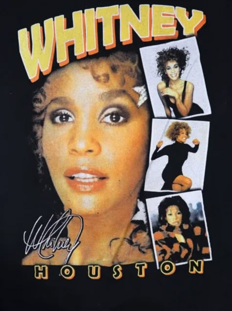 Whitney Houston T-Shirt Women's XL Black Short Sleeve Crew Neck Photo Montage. 2 Whitney Houston T Shirt, Whitney Houston Poster, Whitney Houston Albums, Whitney Houston 80s, Whitney Houston Shirt, Neck Photo, Cissy Houston, Olivia Newton, Bloxburg Decals