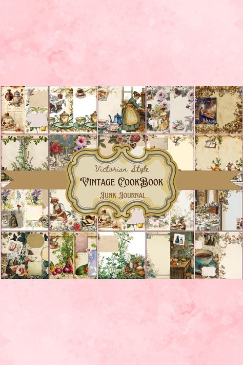 Explore the charm of a bygone era with these Victorian Style Vintage Cookbook Junk Journal Pages. This digital cooking printable captures the essence of a bygone culinary era, featuring a delightful baking collage sheet, kitchen ephemera, and elements reminiscent of an old recipe book. Immerse yourself in the nostalgic beauty of Victorian cooking with this unique and versatile collection. Baking Collage, Cookbook Junk Journal, Old Recipe Book, Nostalgic Beauty, Journal Pages Digital, Junk Journal Pages, Vintage Cookbooks, Bygone Era, Old Recipes